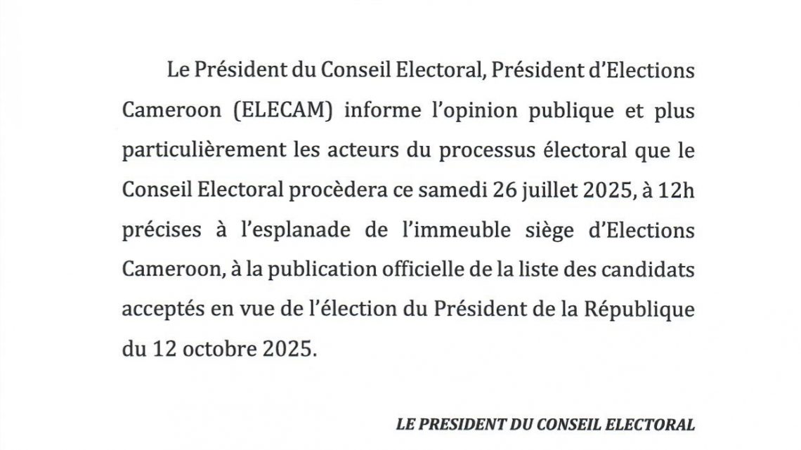 Présidentielle 2025: ELECAM s’apprête à publier la liste des candidats retenus