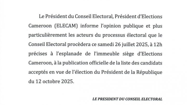 Présidentielle 2025: ELECAM s’apprête à publier la liste des candidats retenus